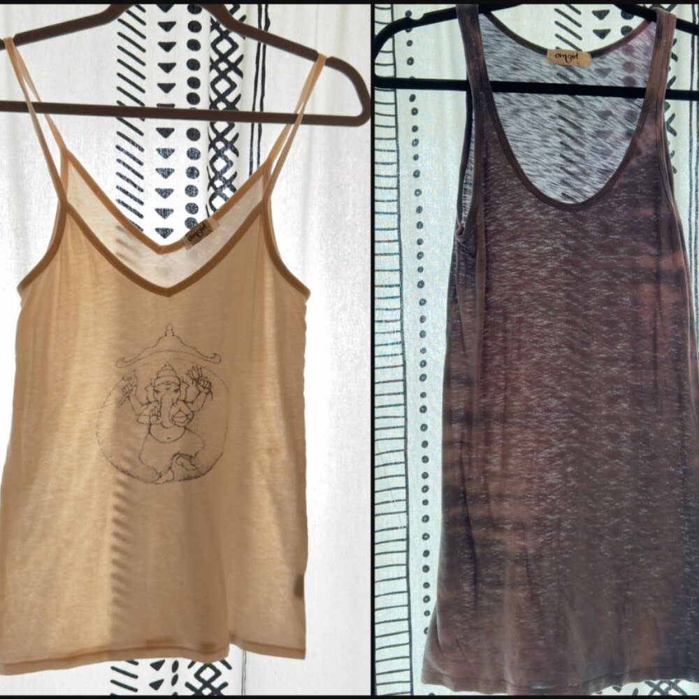 OM GIRL lot of two tank tops/tie dye and Ganesh (L)